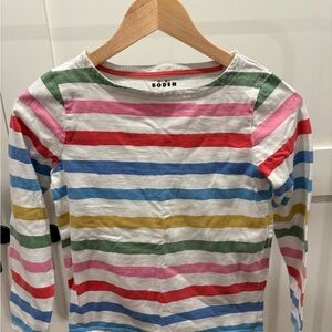 Mini Boden Pink and White Striped Shirt